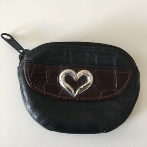 Brighton Black Leather Change Purse w/Heart Logo